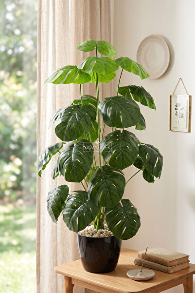 Yapay Çiçek Deposu Yapay Ağaç Mini 24 Yapraklı Monstera Deve Tabanı 105 cm Yeşil