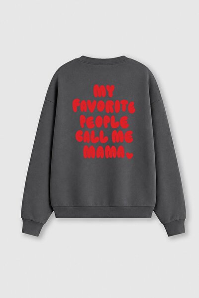 Monila Kadın Premium Kumaş 3 İplik Şardonlu Sırt Baskılı Sweatshirt
