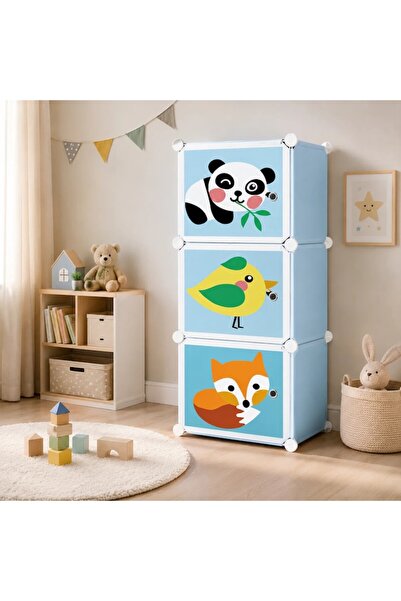 OEM Dulap modular pentru copii, cu 3 compartimente, design animale, panda, pa...