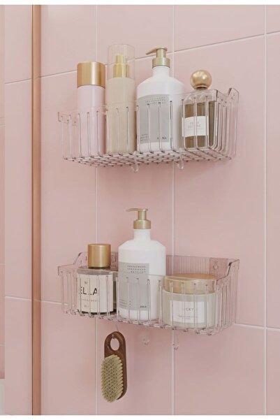 Pamit Toys Pami̇t Home Adhesive Bathroom Shelf, 2-Piece Bathroom Organizer, B...
