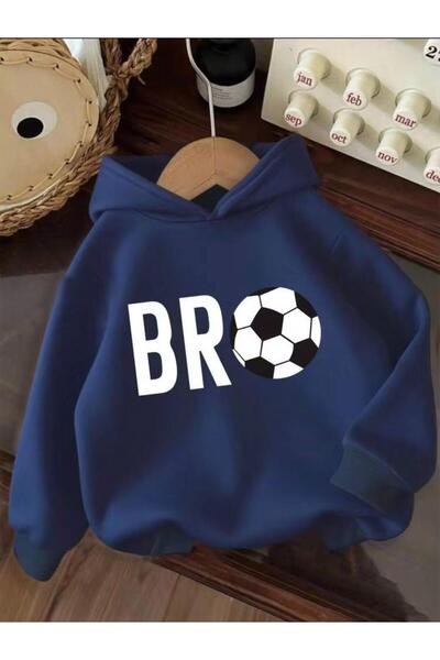 MORNİNG KİDS Erkek Çocuk 3'lü Paket Kapşonlu Futbolcu Ve Top Baskılı Sweatshirt (LACİ-Siyah-Gri)