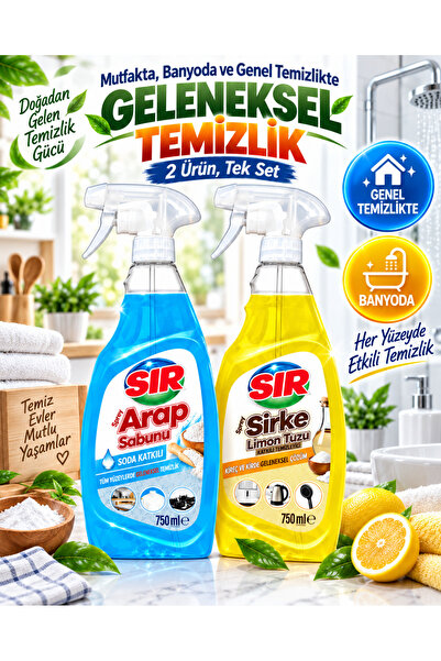 Sır Banyo ve Genel Temizlik İkili Set 2x750 ml – Soda Katkılı Sprey Arap Sabu...