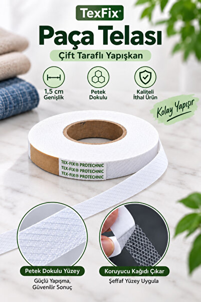 LİVA CRAFT Art & Craft TexFix Paça Telası 1,5cm Eninde 100m Top, Petek Dokulu...