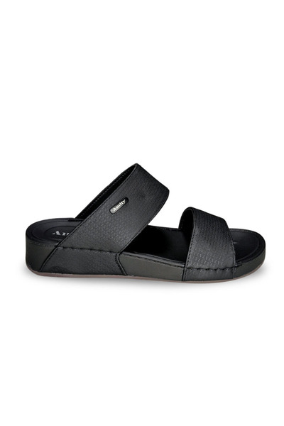 Chaolizi Men's Olive Dual Strap Embossed PU Slide Sandals