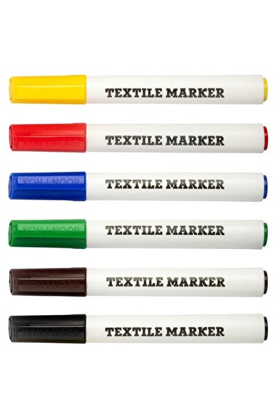 Koh-i Noor Marker Textil Gros, 6 Culori, Koh-I-Noor