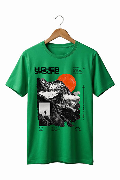 The Baski Unisex Outdoor Higher Ground Mountain T-shirt με στάμπα, 100% βαμβα...