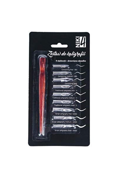Koh-i Noor Toc din Lemn si 9 Penite Caligrafie, Blister, Koh-I-Noor