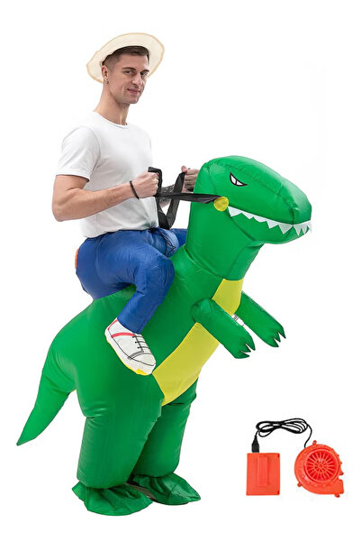 VUCATIN Inflatable Dinosaur Costume for Adults Ride on Dino Costume Blow Up T...