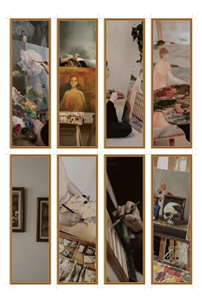 OEM Set 8 semne de carte tematica pictura in ulei, design artistic vintage, c...