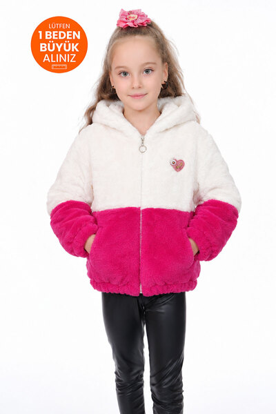 markam pink Çift Renkli Peluş İçi Astarlı Kız Çocuk Mont
