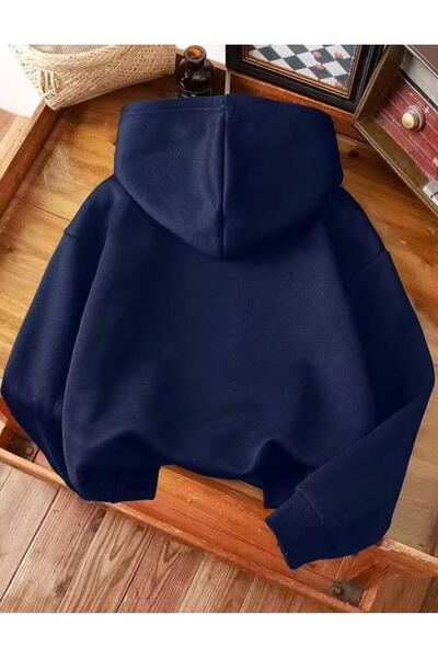 MORNİNG KİDS Kız Çocuk Kapşonlu YILDIZ Baskılı Lacivert Sweatshirt