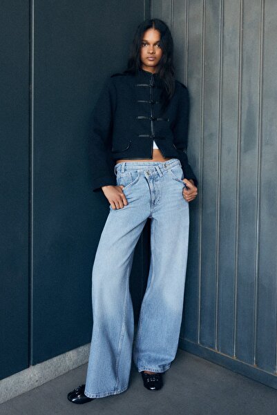 Bershka Kruvaze belli wide leg jean