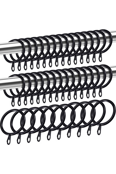 Generic Brand 40 inele perdea, cârlige metal, accesorii, negru