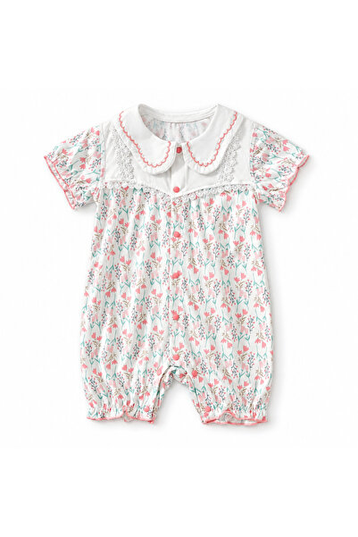 Hibobi Premium 3-18 Months Cotton Baby Girl Romper with Peter Pan Collar, Lac...