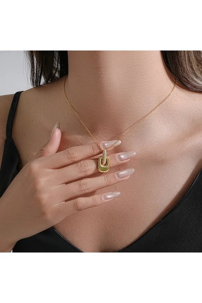 Peach Jewelry Μινιμαλιστικό Κολιέ από Ατσάλι Τιτανίου