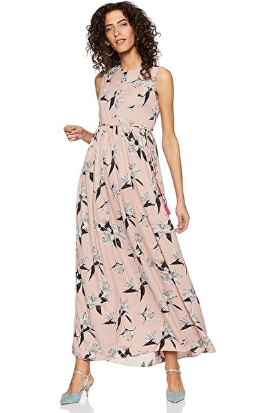 MISS OLIVE Women's Crepe Pleated Maxi Dress