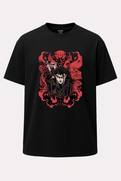nirvoda Oversize Guts Dark Warrior Berserk Printed T-Shirt