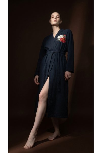 Minteks Shadowed Majestic %100 Pamuk Müslin Kimono Sabahlık