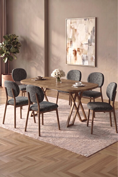 asaella mobilya Hooli 90x168 Antik Çam Mdf Masa, Metal X Ayak, Metal Sandalye...