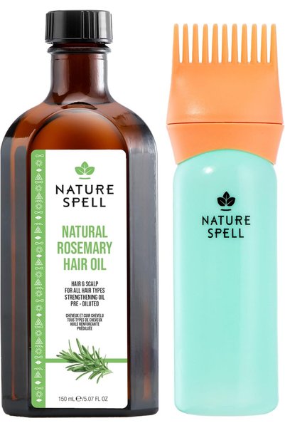 Nature Spell Rosemary Oil for Hair with Hair Oil Applicator, Bottle Comb, 150...