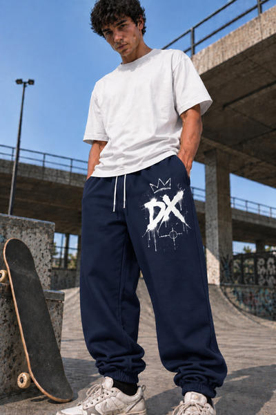 DAXİS Sportwear Company Men's Oversize Sweatpants Printed Loose Elastic Cuffs...