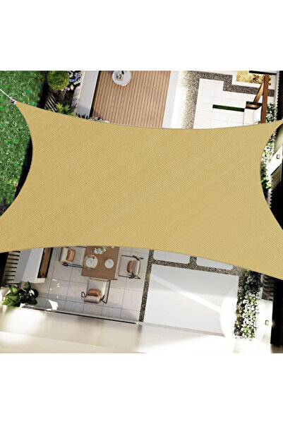 Generic Brand Pânză parasolar, exterior, anti soare, grădină, 2×4m, kaki, pol...