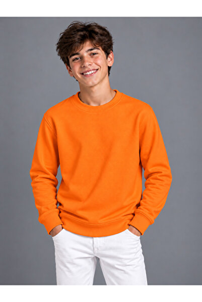 KİDSPİTİRCİK UNISEX ÇOCUK TURUNCU SIFIR YAKA SWEAT %100 PAMUK 3İPLİK ŞARDONSU...