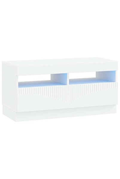 vidaxl Cabinet TV cu LED Alb Lemn prelucrat