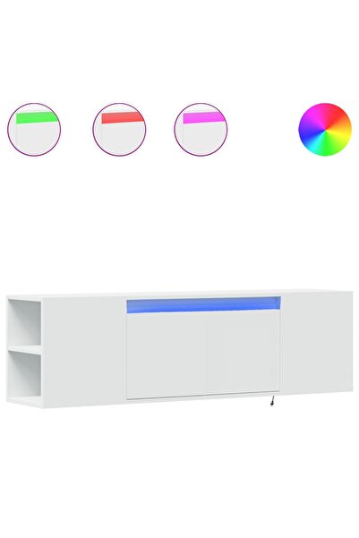 vidaxl Dulap TV de perete cu lumini LED, alb, 135x31x39,5 cm