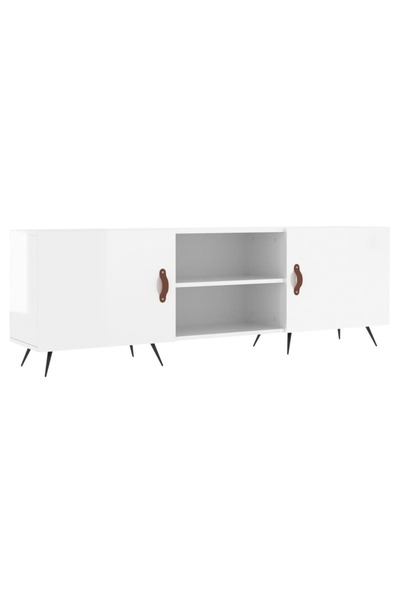 vidaxl Comodă TV, alb extralucios, 150x30x50 cm, lemn compozit