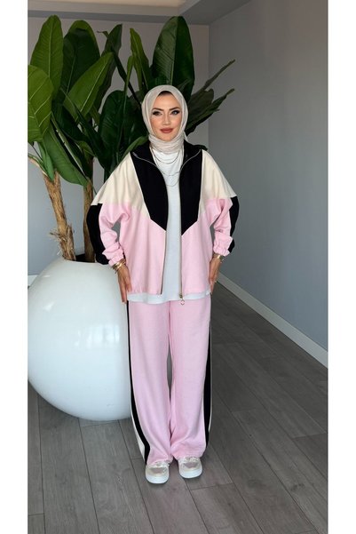 TARZ-I HAS BUTİK Pembe Başak Takım Genç Kadın Fermuarlı Spor Premium Seri Mod...