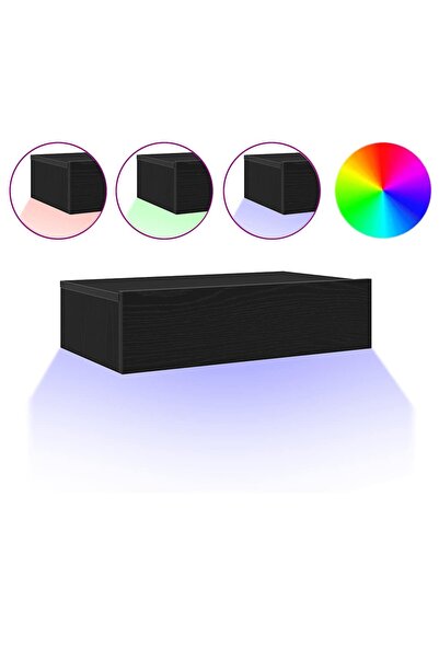 vidaxl Mobilier TV cu lumini LED, 2 buc., stejar negru, 60x35x15,5 cm