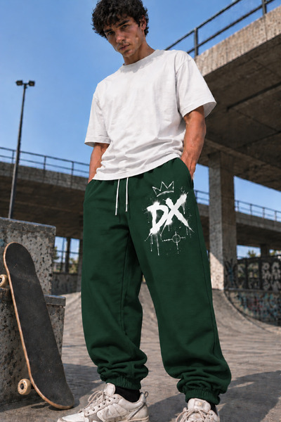 DAXİS Sportwear Company Men's Oversize Sweatpants Printed Loose Elastic Cuffs...