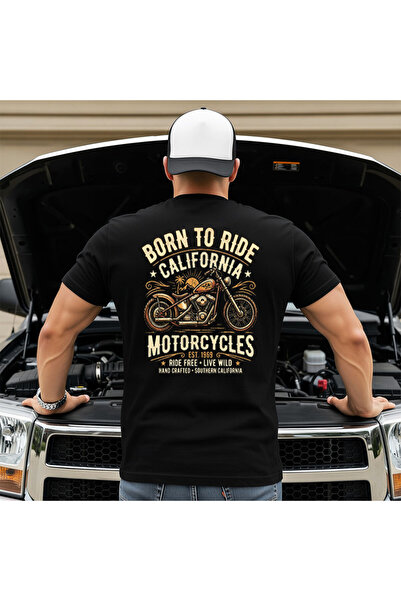 OKTANE Tricou Born to ride California motorcycles negru XL