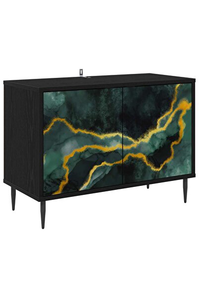 vidaxl Cabinet TV WIJHE 69 x 33 x 50,5 cm Stejar Negru Lemn prelucrat