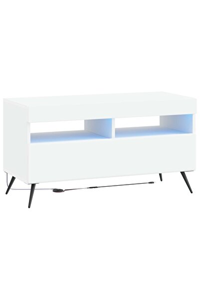 vidaxl Cabinet TV cu LED Alb Lemn prelucrat