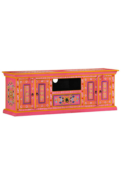 vidaxl Comodă TV, roz, 110x30x40 cm, lemn masiv de mango