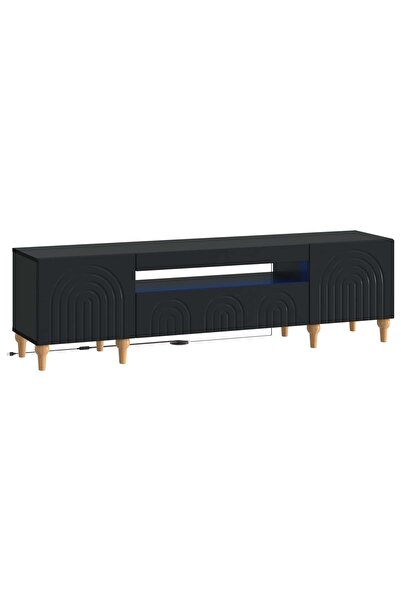 vidaxl Cabinet TV cu LED ALKMAAR 153 x 35 x 43 cm Negru Lemn prelucrat