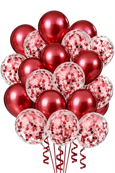 Onay Store 20 Pieces Metallic Red Balloons and Transparent Balloons with Red ...