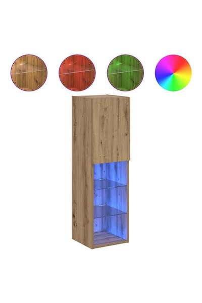 vidaxl Comodă TV cu lumini LED, stejar artizanal, 30,5x30x102 cm