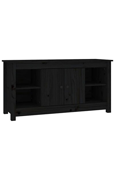 vidaxl Comodă TV, negru, 103x36,5x52 cm, lemn masiv de pin