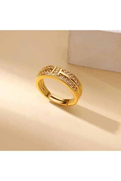 Peach Jewelry Χρυσό δαχτυλίδι γεωμετρικού στυλ, από ανοξείδωτο ατσάλι 304, με...