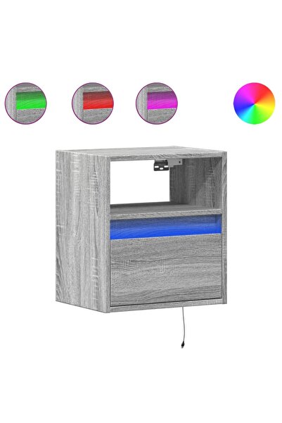 vidaxl Comodă TV de perete cu lumini LED, gri sonoma, 41x31x45 cm