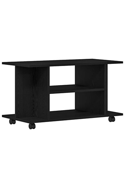 vidaxl Comodă TV cu rotile, stejar negru, 80x40x45 cm, lemn prelucrat