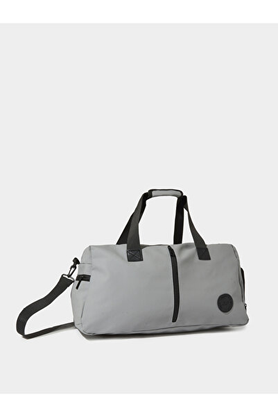 Styli Grey Gym Bag with Contrast Zip and Patchwork