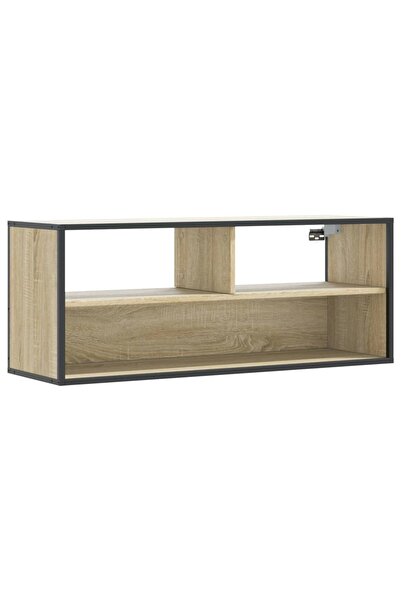 vidaxl Comodă TV stejar sonoma, 100x31x39,5 cm, lemn prelucrat și metal