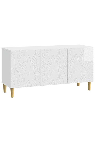 vidaxl Cabinet TV 99 x 34,5 x 50 cm Alb foarte lucios Lemn prelucrat