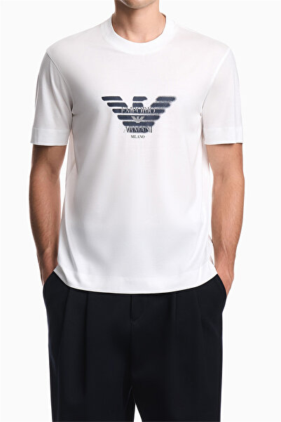 Emporio Armani Men's Eagle Logo Printed Regular Fit Round Neck Short Sleeve W...