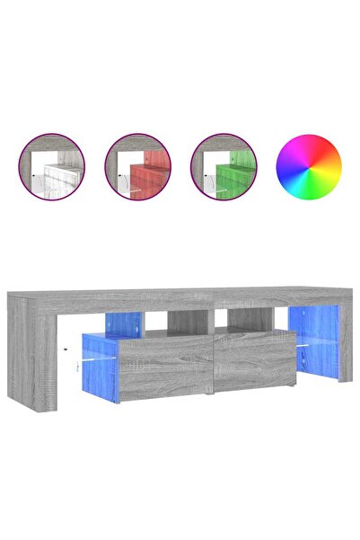 vidaxl Comodă TV cu lumini LED, gri sonoma, 140x36,5x40 cm