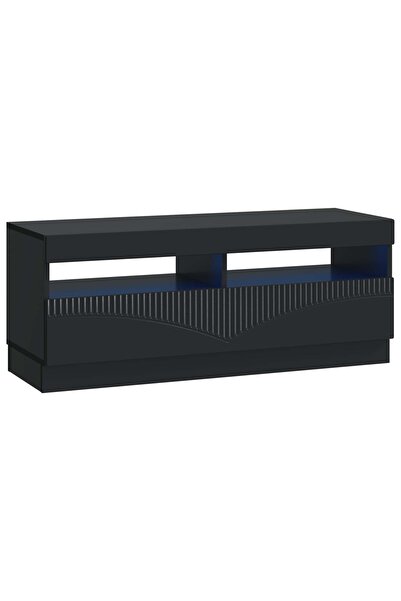 vidaxl Cabinet TV cu LED Negru Lemn prelucrat